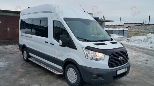 Дефлектор капота (мухобойка) FORD Transit с 2014 г.в. (вариант А) (Форд Транзит) Вип Тюнинг